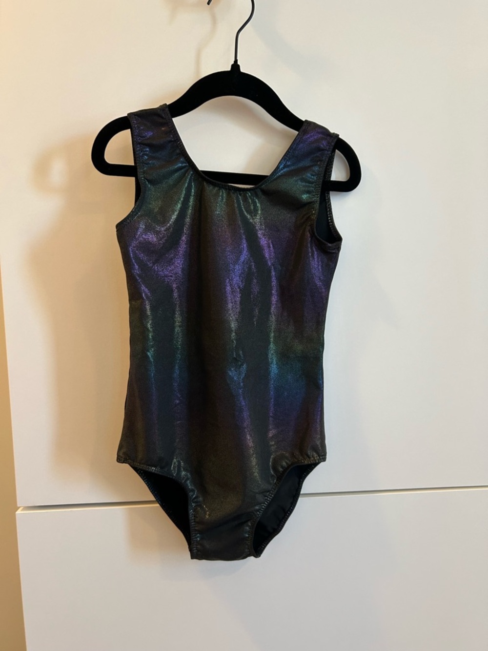 Iridescent Black Gymnastics Dance Leotard - Size 120 (6/7)